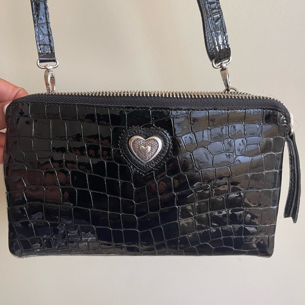 Brighton Black Leather Bag with Silver Accents